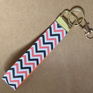 Chevron Keychain with Gold Hardware